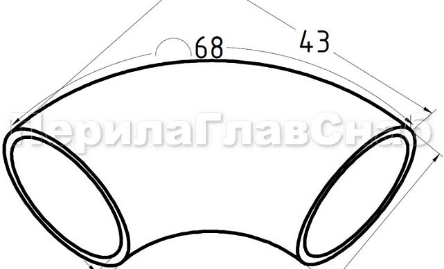 Отвод поручня Ø25.4 мм, 90°, полированный, (AISI 304) k347 2