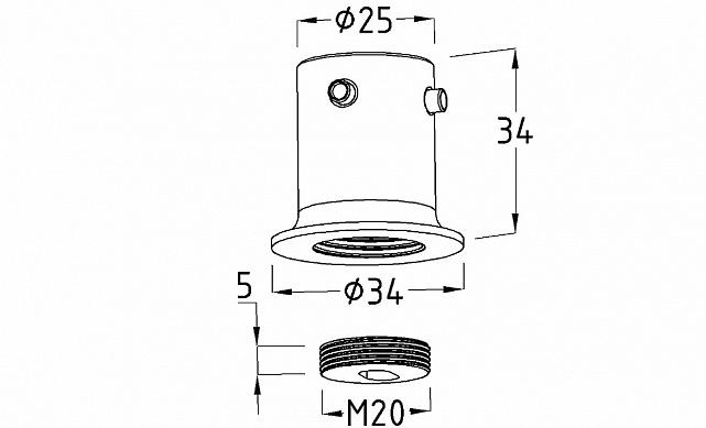 Держатель трубы 19 мм, полированный, латунь-хром, стена-труба t907 PC 3