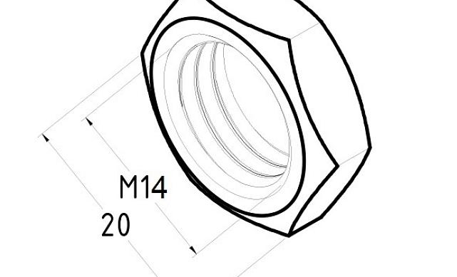 Гайка для рутеля(стеклодержателя)М14, шаг резьбы 1,5, AISI 304 k650 2