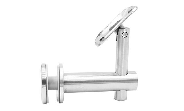 Выносной держатель поручня на стекло 8-20 мм, регулируемый, с ложементом, шлифованный, (AISI 304) k241 7