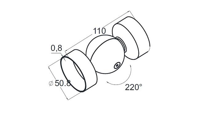 Поворот дер./пласт. поручня Ø49х0.8 мм, полированный, (AISI 201) k053-4 3
