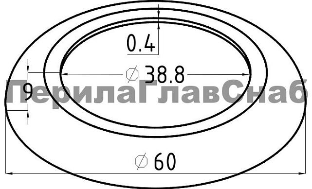 Низ стойки малый Ø38.1 мм, S=0.4 мм, Ø60 мм, полированный, золото k015-88 2