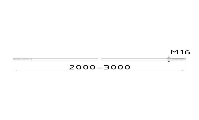 k668-16-L3 Вант (тяга) для козырька М16, 2000-3000мм (AISI 304) 3