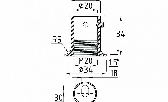Держатель трубы 19 мм, полированный, латунь-хром, стена-труба t907 PC 4
