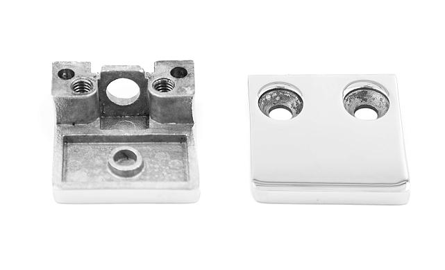 Стеклодержатель литой квадратный с вставками под стекло 8-10 мм, 4+4, на плоскость 41х22х42, полированный (AISI 304) k003-10 8