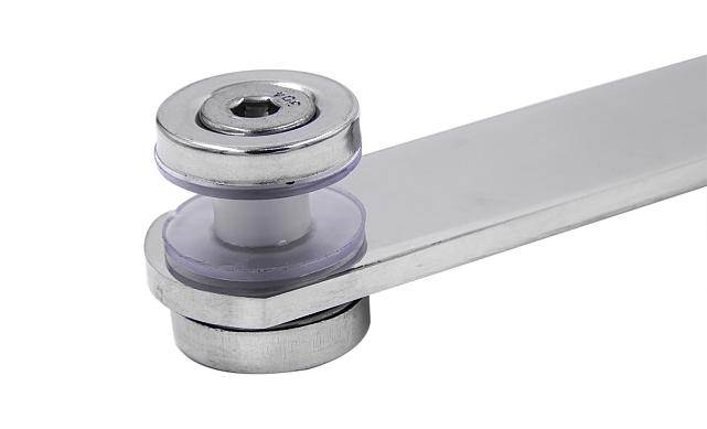 Стеклодержатель пластинчатый 3хМ8, по центрам 170х5 мм, полированный, шайбы 5 мм штамп., под стекло 6-12 мм, AISI 316 k023-8 4