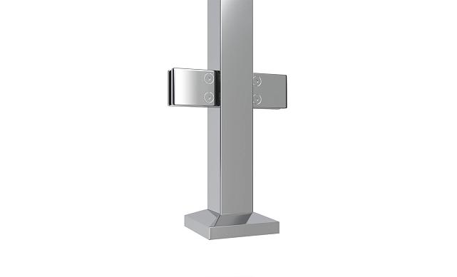 Стойка квадратная 40х40: 4 литых квадратных стеклодержателя, шлифованная, высота 950 мм (AISI 304) k748-3 3