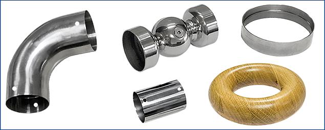 Соединители и отводы для деревянного поручня в Самаре. Комплектующие для лестничных ограждений и перил ПерилаГлавСнаб