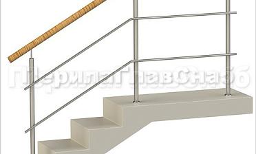 Два ригеля на сварке, круглый пластиковый поручень и круглые стойки купить в Самаре