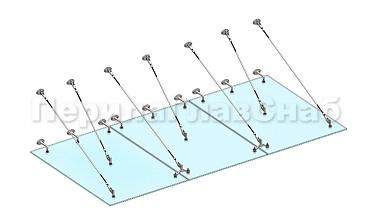 Комплект фурнитуры для козырька 1800х3700 (на вантах/тягах) k671-18-37 купить в Самаре
