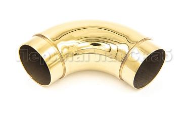 Отвод поручня под Ø50.8х102х1.45 мм, 90°, полированный 600 Grit, с двумя установочными кольцами, золото k052-88 купить в Самаре